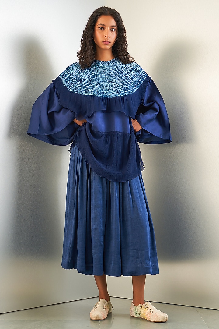 Navy Silk Top by Studio Medium at Pernia's Pop Up Shop