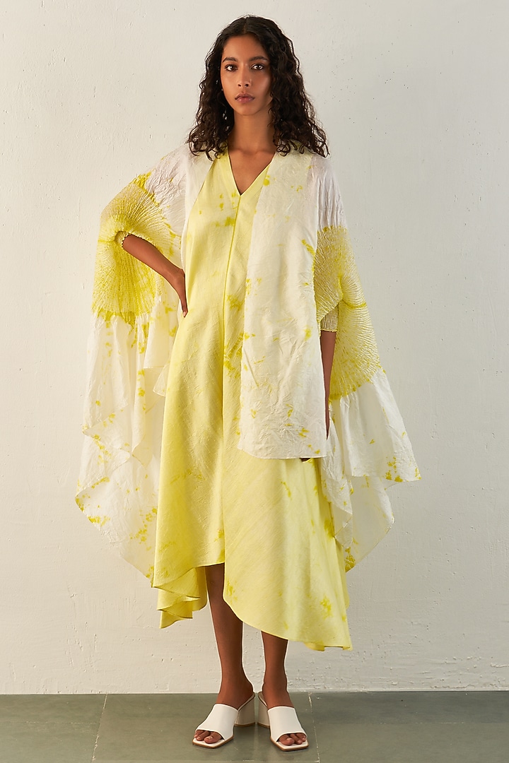 Lime Silk Cape by Studio Medium at Pernia's Pop Up Shop