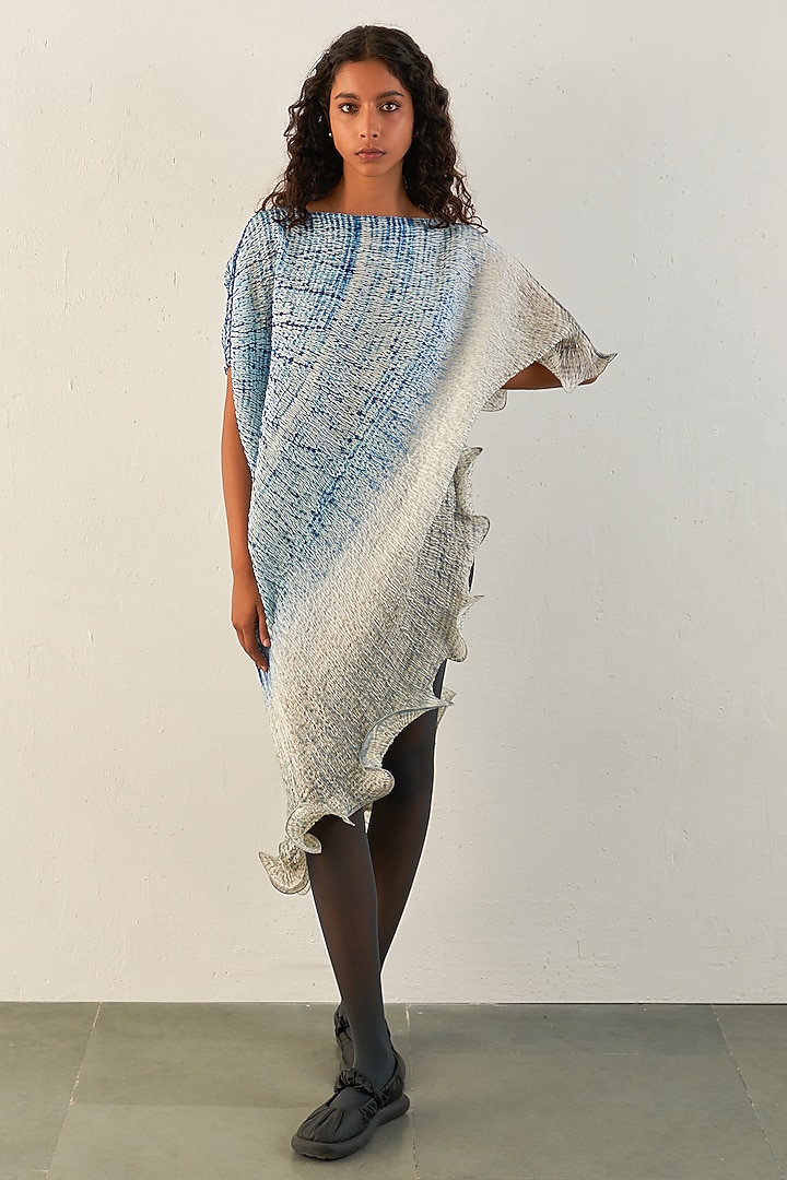 Indigo & Grey Silk Cocktail Dress by Studio Medium at Pernia's Pop Up Shop