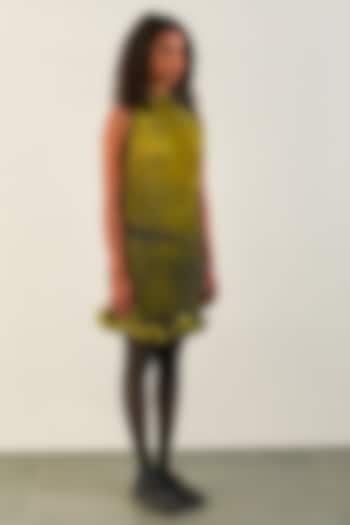 Lime & Grey Silk Cocktail Dress by Studio Medium at Pernia's Pop Up Shop