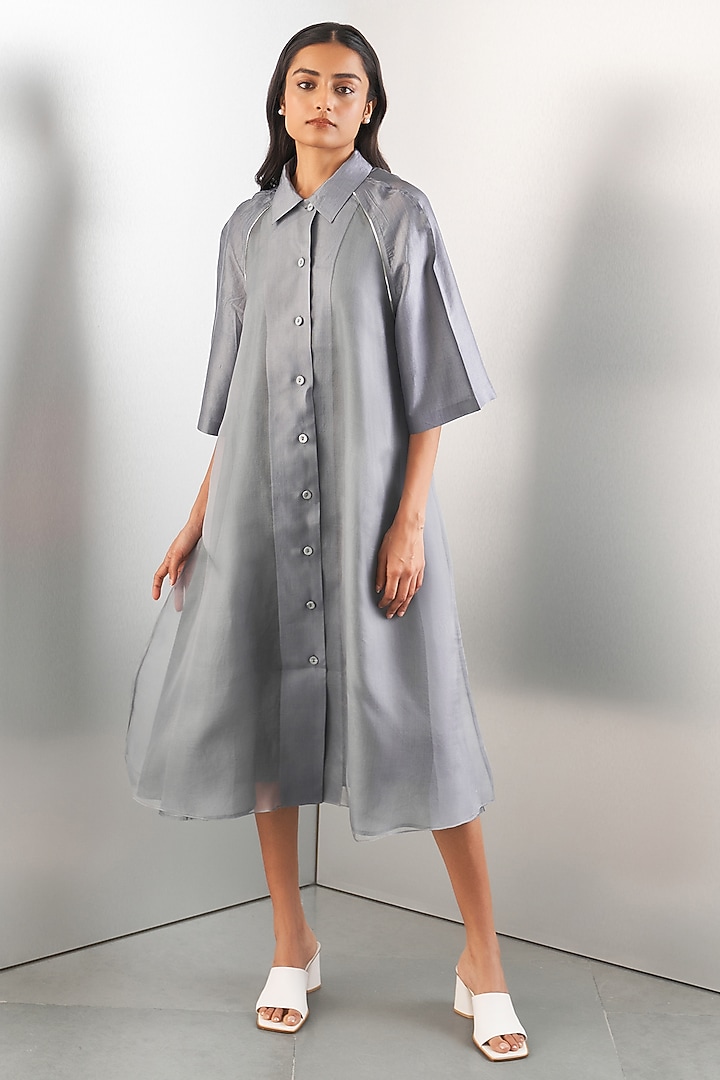 Grey Organza Vacation Dress by Studio Medium at Pernia's Pop Up Shop