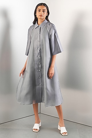 Grey Organza Dress by Studio Medium