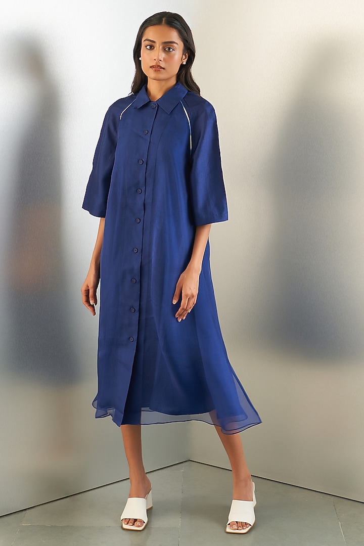 Navy Organza Vacation Dress by Studio Medium at Pernia's Pop Up Shop