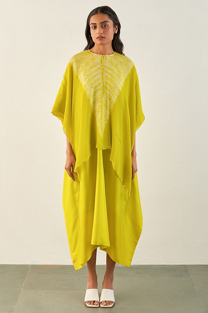 Lime Silk Kaftan by Studio Medium at Pernia's Pop Up Shop