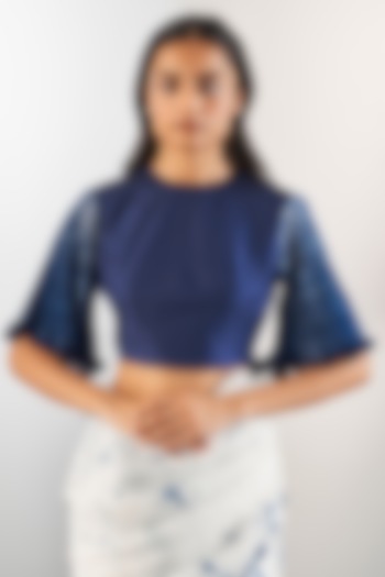 Navy Silk Blouse by Studio Medium at Pernia's Pop Up Shop