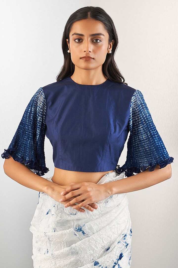 Navy Silk Blouse by Studio Medium at Pernia's Pop Up Shop