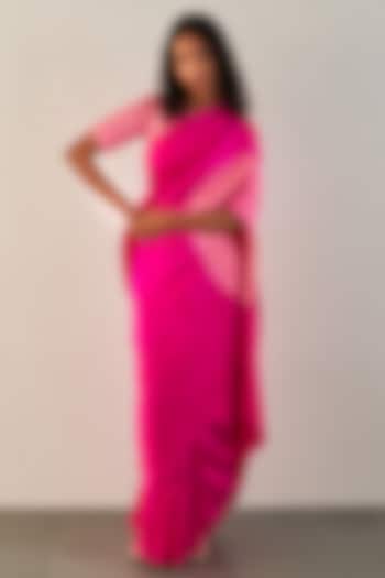 Rani Pink Silk Party Wear Saree Set by Studio Medium at Pernia's Pop Up Shop