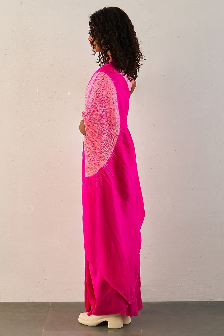 Rani Pink Silk Party Wear Saree Set by Studio Medium at Pernia's Pop Up Shop