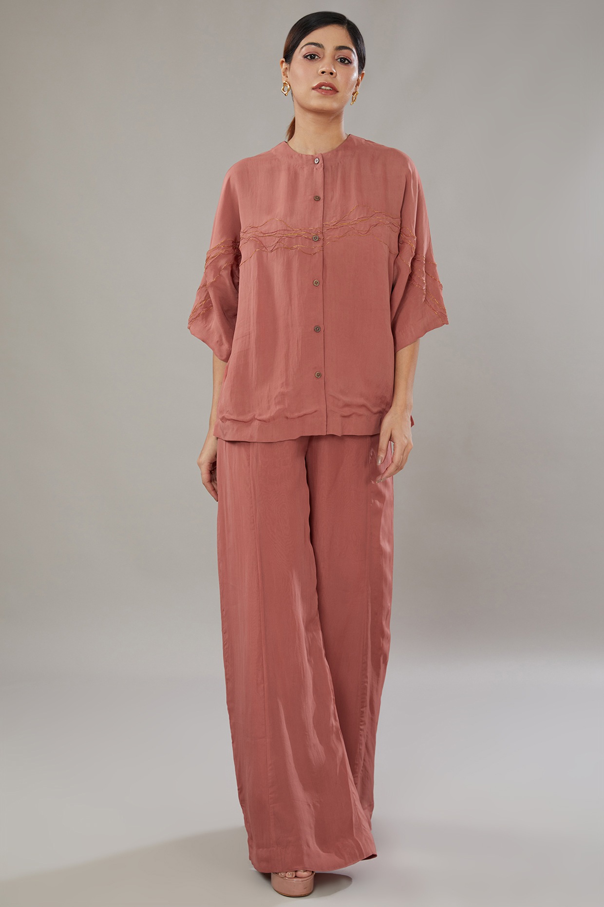 Shaya Supima Cotton Salmon Pink Co-ord Set