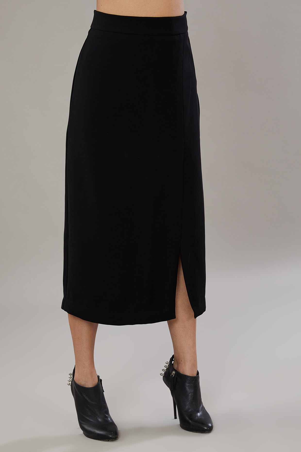 Black Viscose Blend Pencil Skirt Design by Somya Goyal at Pernia s