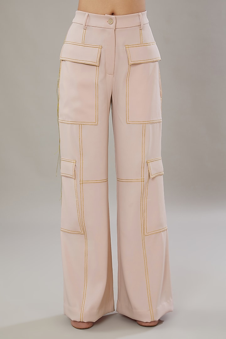 Light Pink Viscose Cargo Trousers by Somya Goyal at Pernia's Pop Up Shop