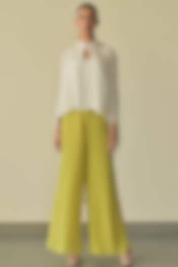 Monet Green Organza Flared Pant Set by Somya Goyal at Pernia's Pop Up Shop