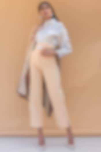 Silver Poly Satin Lunar Shirt by Somya Goyal at Pernia's Pop Up Shop