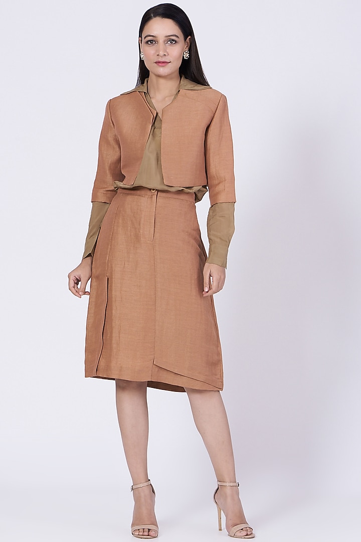 Autumn Dusk Silk & Cotton Straight Skirt by Somya Goyal