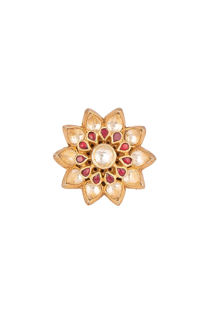 Gold Plated Red Onyx Ring by Safir By Madhuri