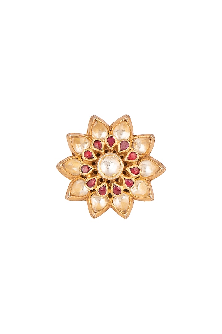 Gold Plated Red Onyx Ring by Safir By Madhuri at Pernia's Pop Up Shop