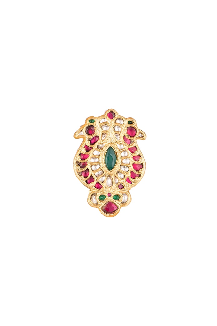 Gold Plated Green Onyx Ring by Safir By Madhuri