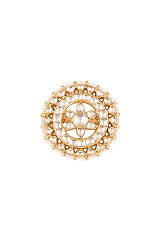Gold Plated Kundan Ring by Safir By Madhuri