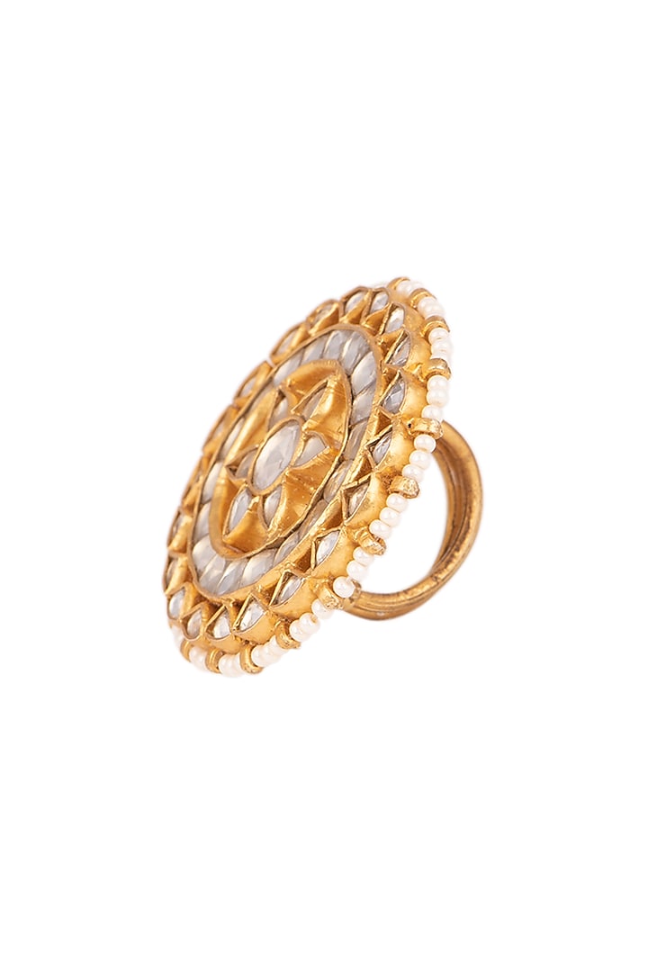 Gold Plated Kundan Ring by Safir By Madhuri at Pernia's Pop Up Shop