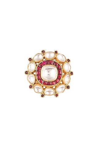 Gold Plated Onyx Ring by Safir By Madhuri
