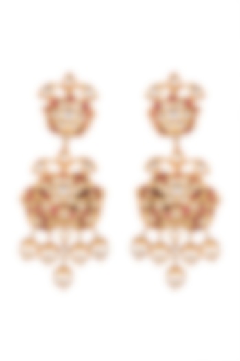 Gold Plated Onyx Earrings by Safir By Madhuri