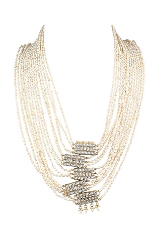 Gold Plated Pearl Necklace by Safir By Madhuri