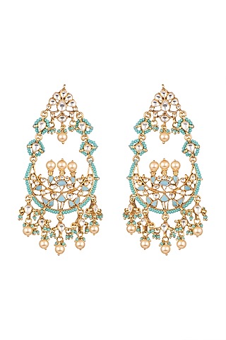 Gold Plated Beaded Earrings by Safir By Madhuri