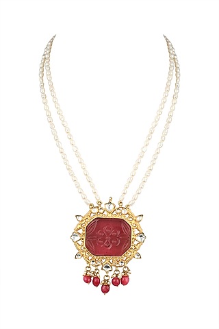 Gold Plated Freshwater Pearl Necklace by Safir By Madhuri