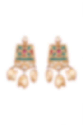 Gold Plated Pearl Earrings by Safir By Madhuri