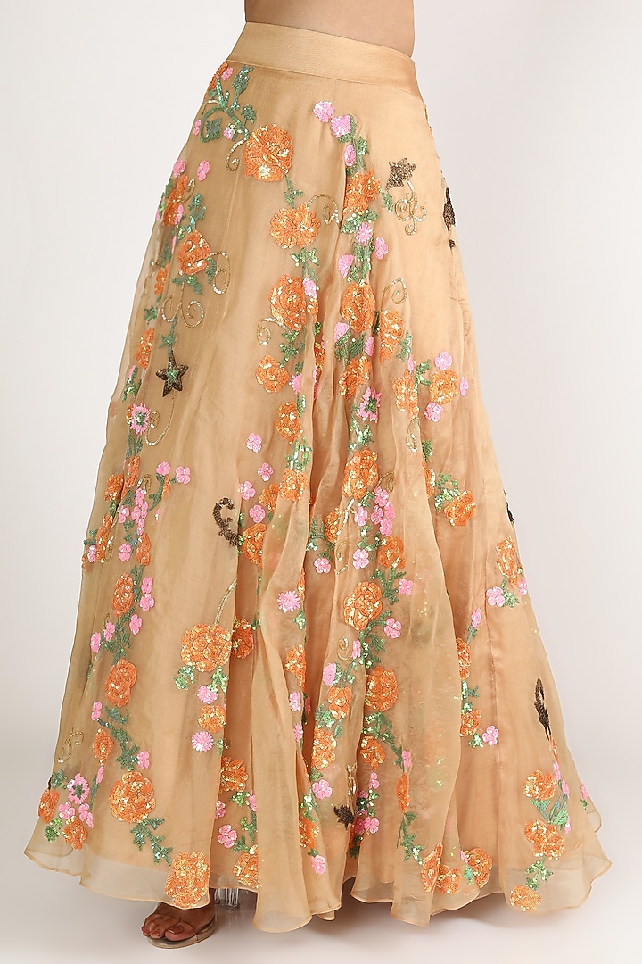 Beige & Pink Embroidered Wedding Lehenga Set by Miku Kumar at Pernia's Pop Up Shop
