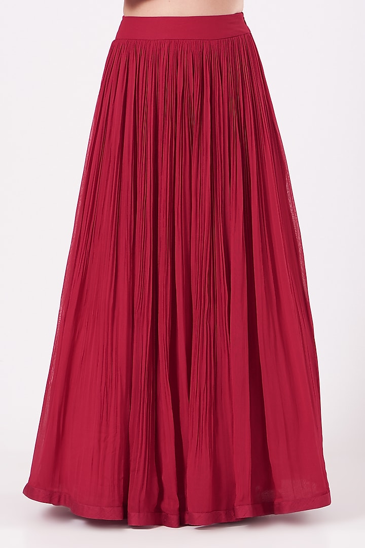 Burnt Red Embroidered Jacket Wedding Lehenga Set by Miku Kumar at Pernia's Pop Up Shop