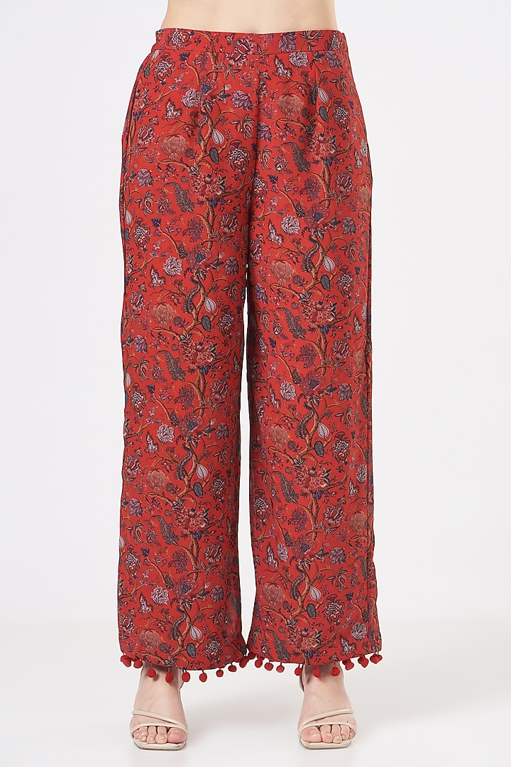 Red Georgette Embroidered Kaftan Set by Miku Kumar at Pernia's Pop Up Shop