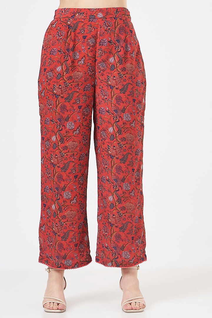 Red Gota Embroidered Kaftan Set by Miku Kumar at Pernia's Pop Up Shop