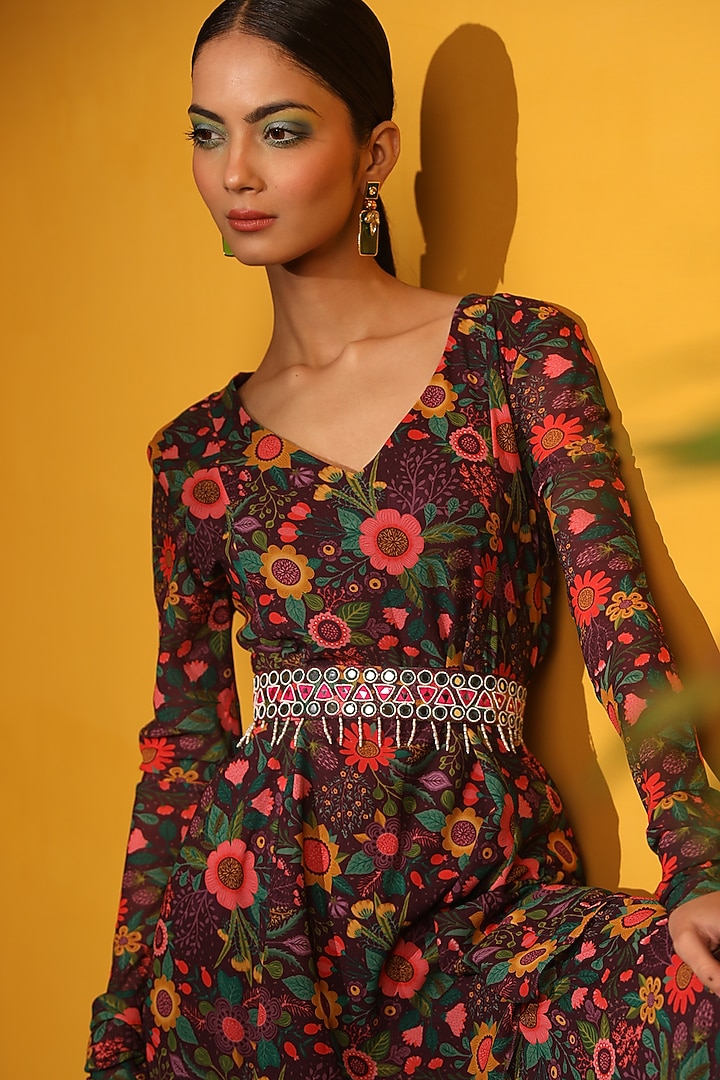 Purple Georgette Tunic Set  by Miku Kumar at Pernia's Pop Up Shop