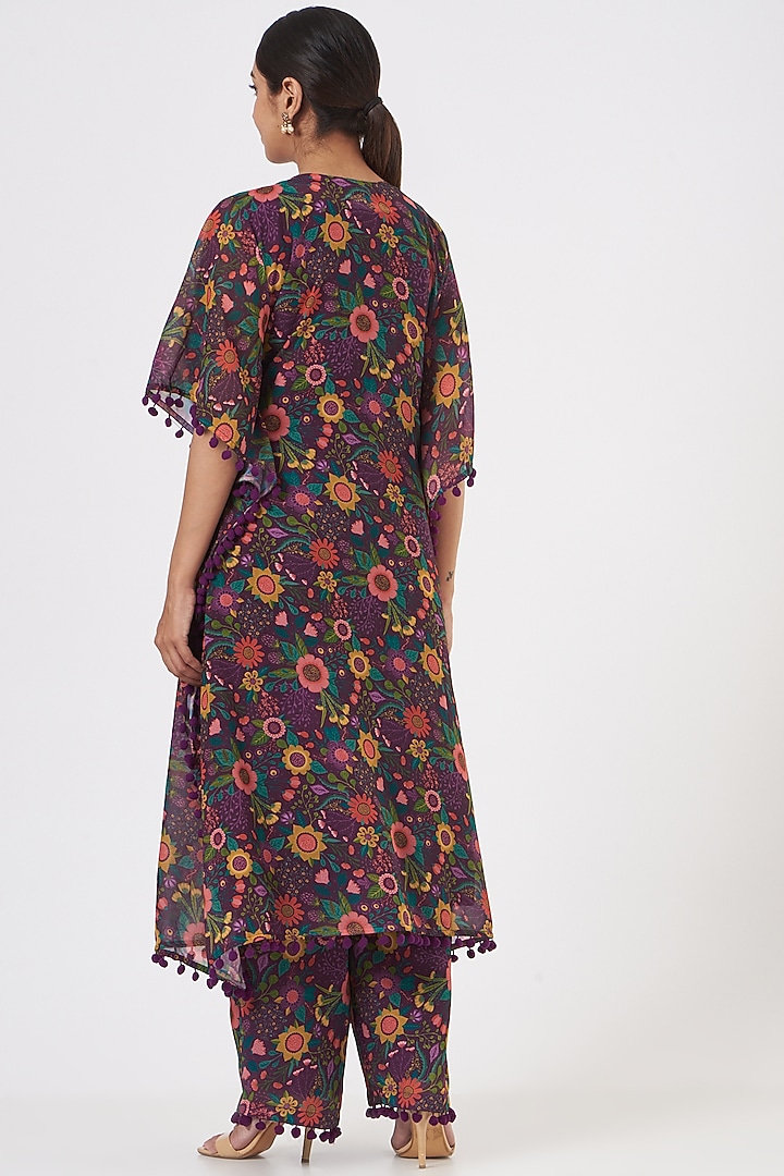 Purple Embroidered Kaftan Set by Miku Kumar at Pernia's Pop Up Shop