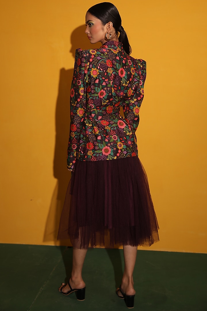 Purple Printed Jacket Set  by Miku Kumar at Pernia's Pop Up Shop