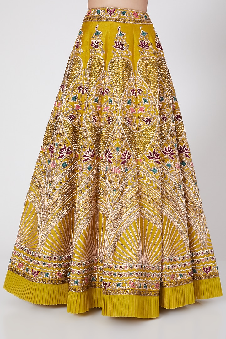 Yellow Bridal Lehenga Set With Hand Embroidery by Miku Kumar at Pernia's Pop Up Shop