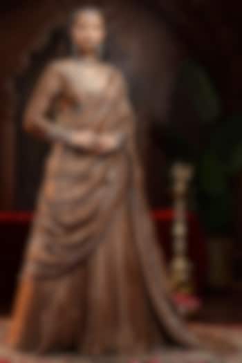 Copper Brown Tissue Organza Kalidar Wedding Lehenga Set by Miku Kumar at Pernia's Pop Up Shop
