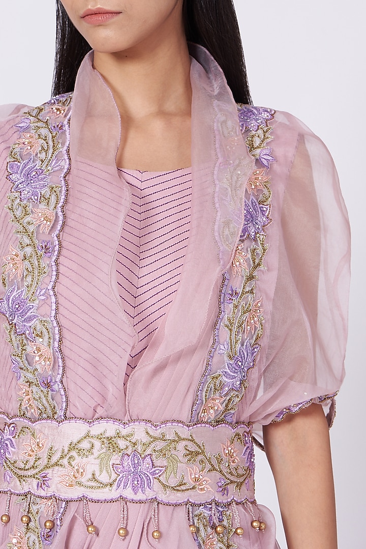 Lavender Draped Engagement Gown With Cape by Miku Kumar at Pernia's Pop Up Shop