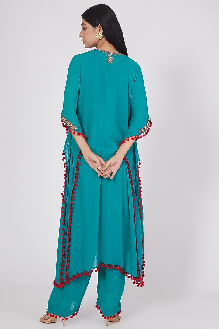 Blue Kaftan Set With Gota Patti Work by Miku Kumar at Pernia's Pop Up Shop