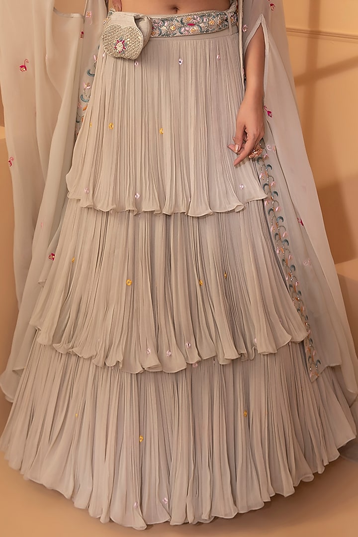 Mint Green Embroidered Wedding Lehenga Set by Miku Kumar at Pernia's Pop Up Shop