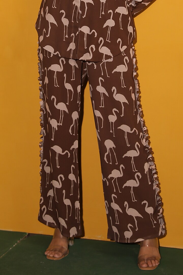 Brown Georgette Jacket Set  by Miku Kumar at Pernia's Pop Up Shop
