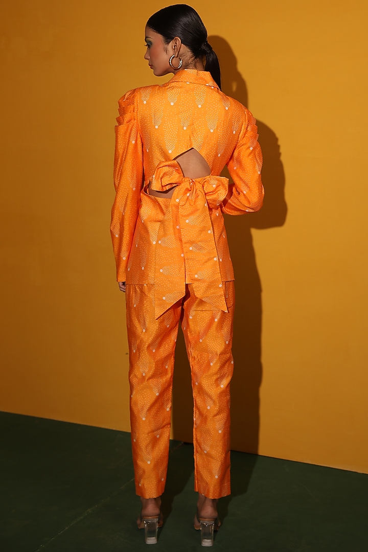 Orange Chanderi Jacket Set  by Miku Kumar at Pernia's Pop Up Shop