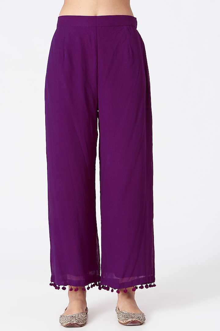 Purple Georgette Zari Embroidered Kaftan Kurta Set by Miku Kumar at Pernia's Pop Up Shop