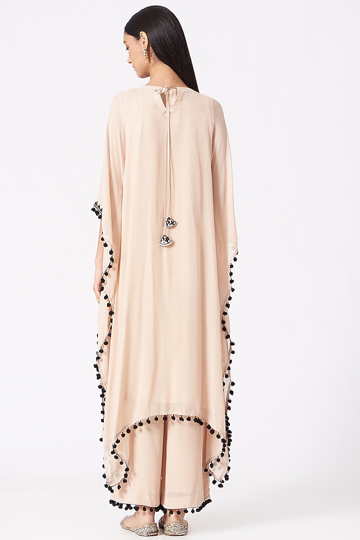 Beige Georgette Bead Embroidered Kaftan Kurta Set by Miku Kumar at Pernia's Pop Up Shop