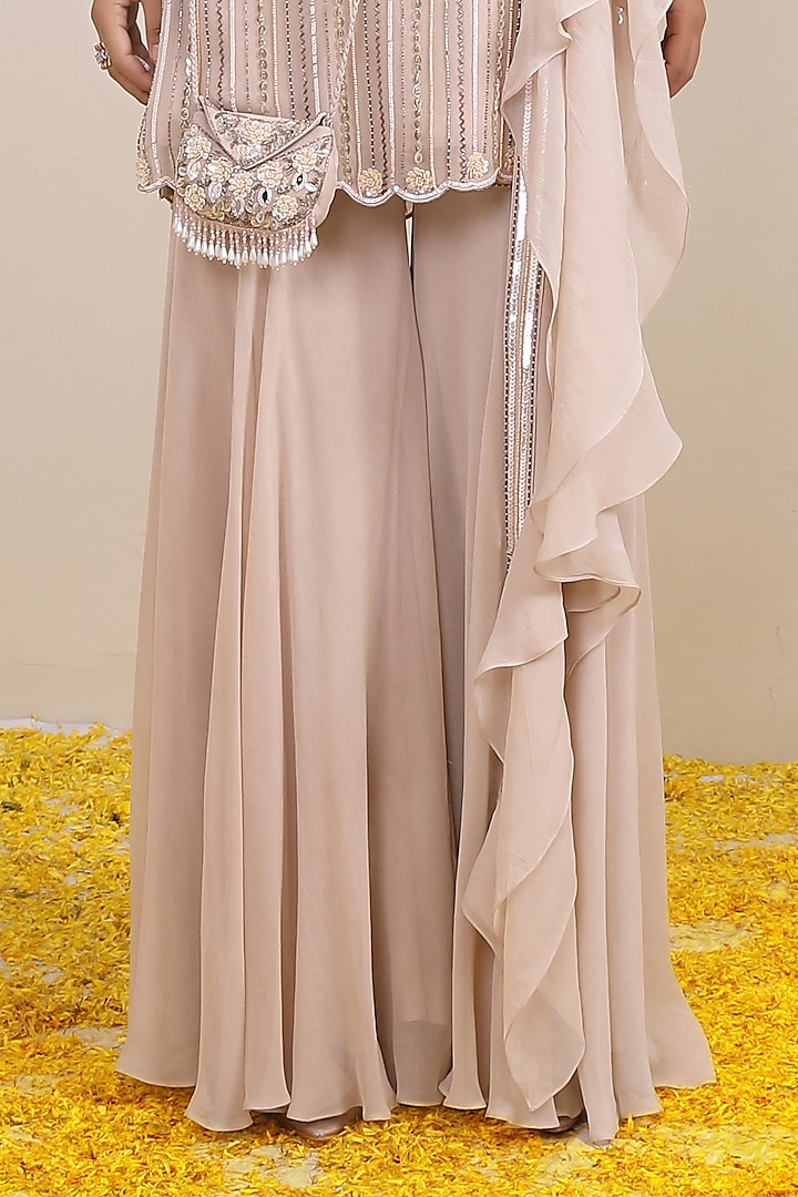 Ivory Georgette & Satin Organza Wedding Sharara Set by Miku Kumar at Pernia's Pop Up Shop