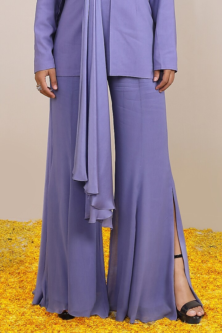 Lavender Georgette Hand Embroidered Jacket Set by Miku Kumar at Pernia's Pop Up Shop