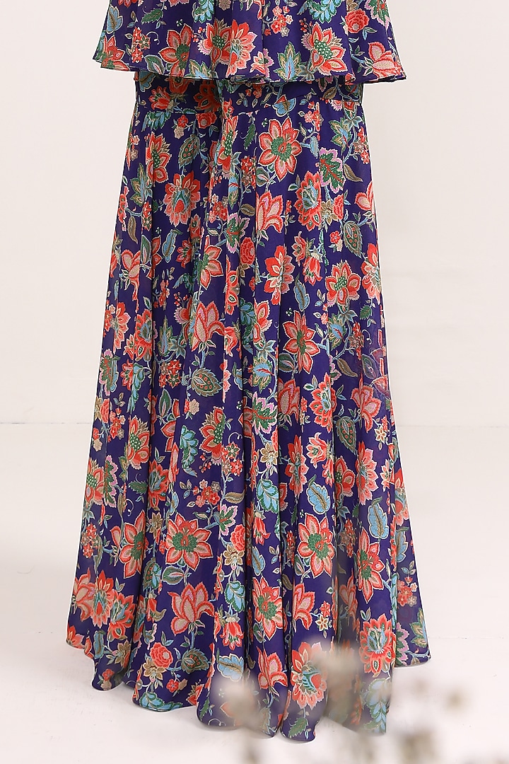 Purple Georgette Printed Party Wear Sharara Set by Miku Kumar at Pernia's Pop Up Shop