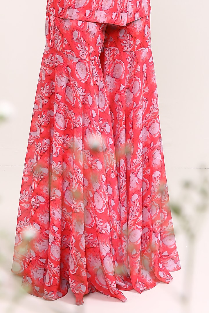 Red Georgette Party Wear Sharara Set by Miku Kumar at Pernia's Pop Up Shop
