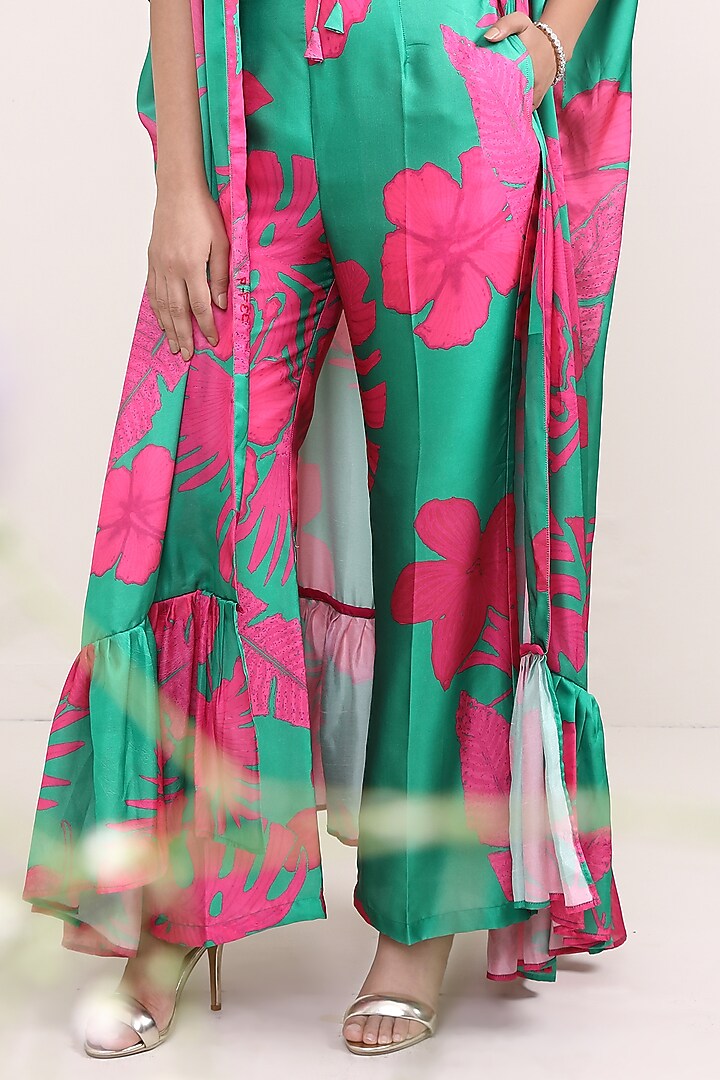 Green & Pink Silk Printed Co-Ord Set by Miku Kumar at Pernia's Pop Up Shop